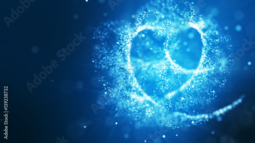 White blue and glow particle abstract background