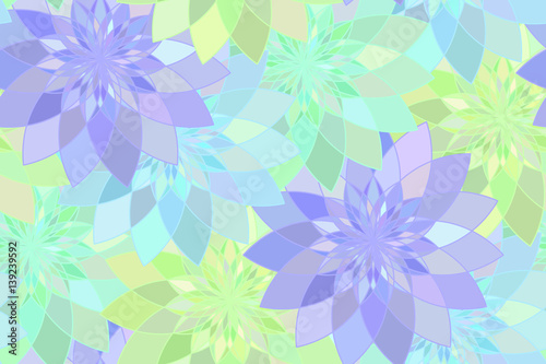 Seamless pattern with blue green floral guilloche. Vector illustration