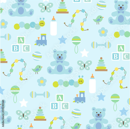 baby boy pattern on blue