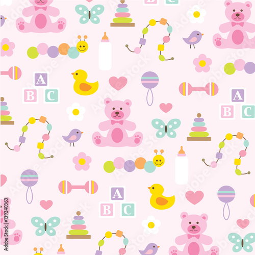 baby girl pattern on pink