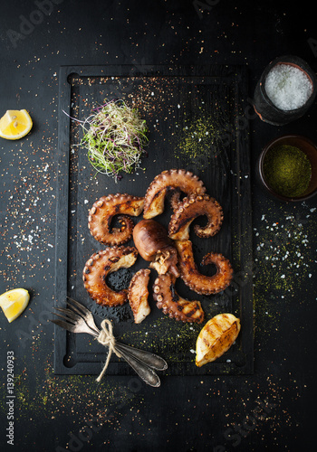 Grilled octopus with spices and lemon