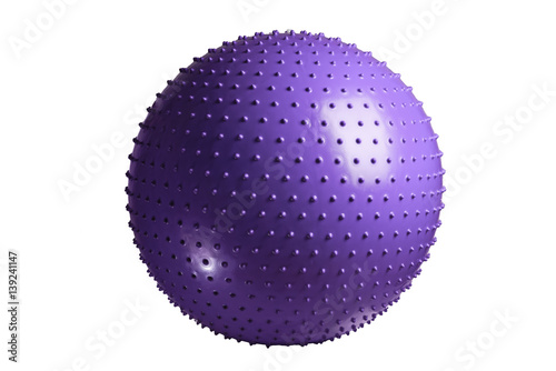Close up of an violet fitness ball isolated on white background