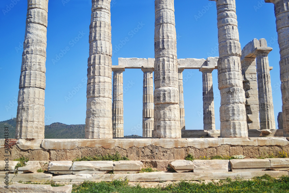 the ancient columns of Temple of Poseidon Cape Sounion Greece the ancient columns of Temple of Poseidon Cape Sounion Greece