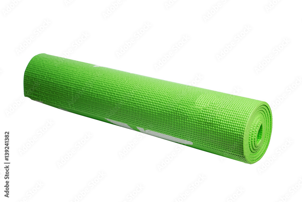 green yoga mat on a white background green yoga mat on a white background