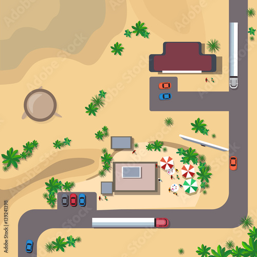 Cars On Road Traffic Concept Top Angle View Flat Vector Illustration