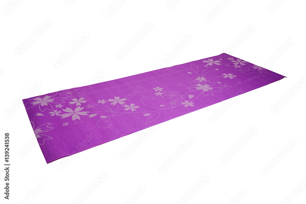 violet yoga mat on a white background