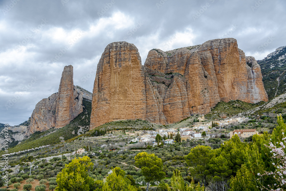 Mallos De Riglos are the picturesque rocks in Huesca Spain