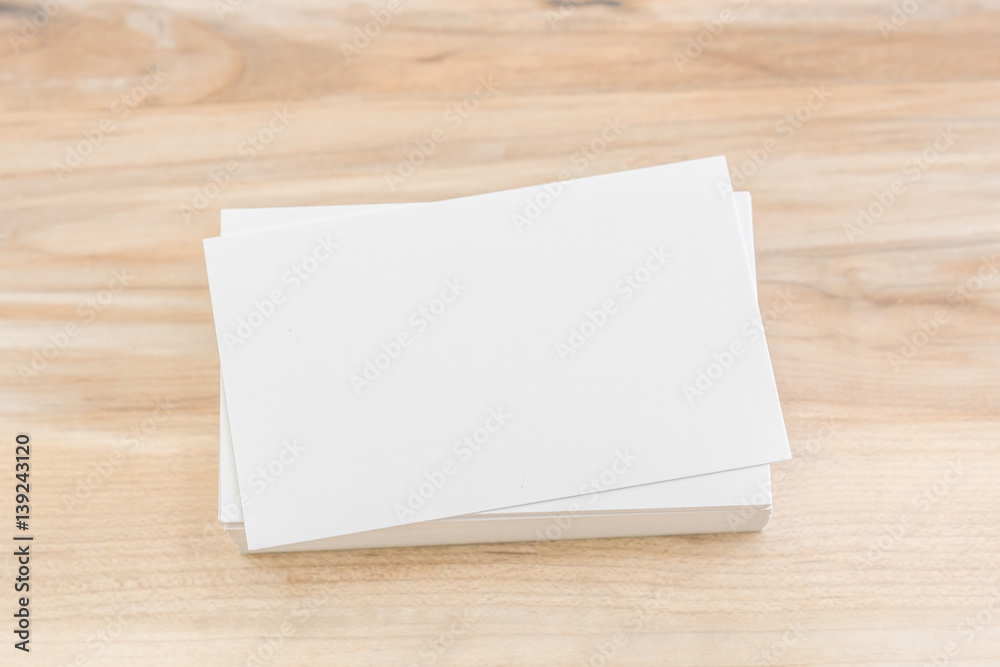 Business cards on wood table Business cards on wood table
