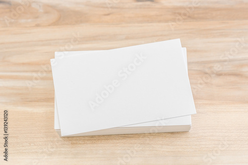 Business cards on wood table