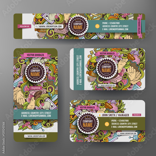 Corporate Identity vector templates set with doodle Massage theme