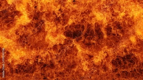 Inferno fire wall in slow motion with seamless loop isolated, hell fire burning up, shooting with high speed camera, intense fuel blazing, perfect for digital composition.