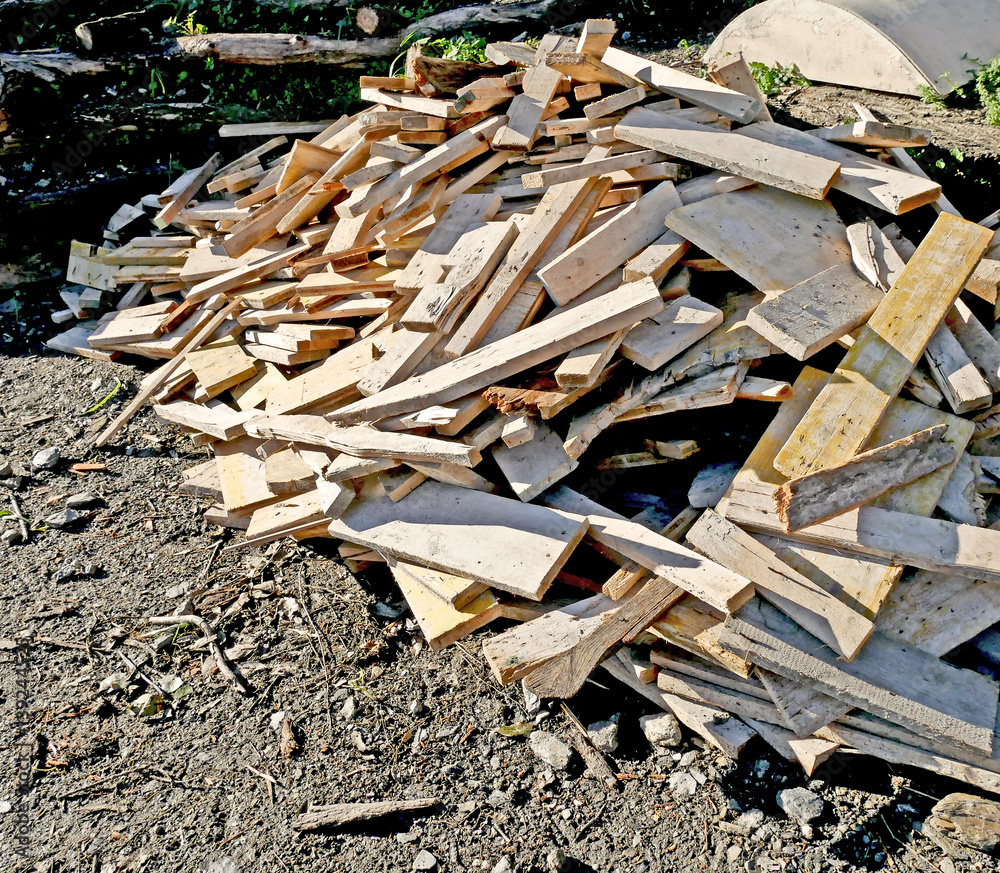 Scrap timber to be recycled. Scrap timber to be recycled.