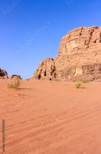 Arid desert of Wadi Rum, Jordan