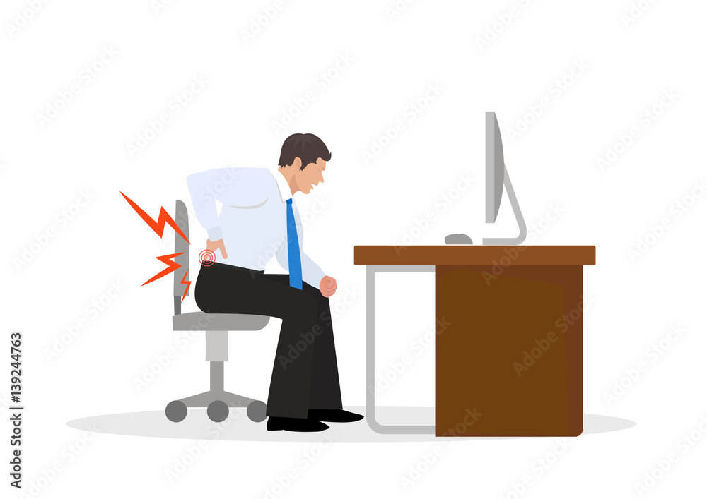 Businessman Suffering from Backache. Businessman at Work. illustration Businessman Suffering from Backache. Businessman at Work. illustration