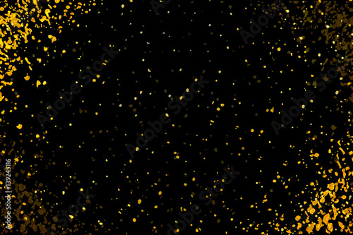 Gold glitter confetti for certificate, voucher, present, discount, invitation, vip, exclusive, luxury, gift card. Golden abstract background.