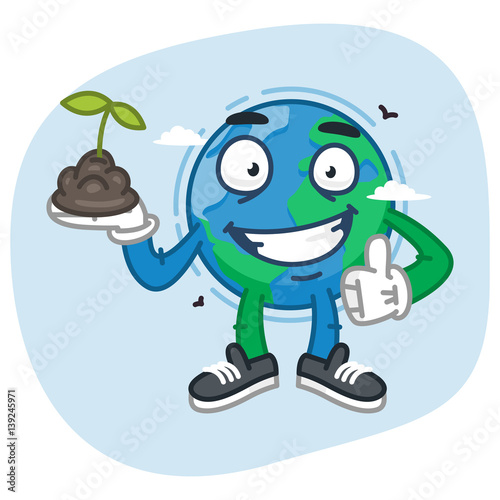 Earth Character Holds Handful of Earth