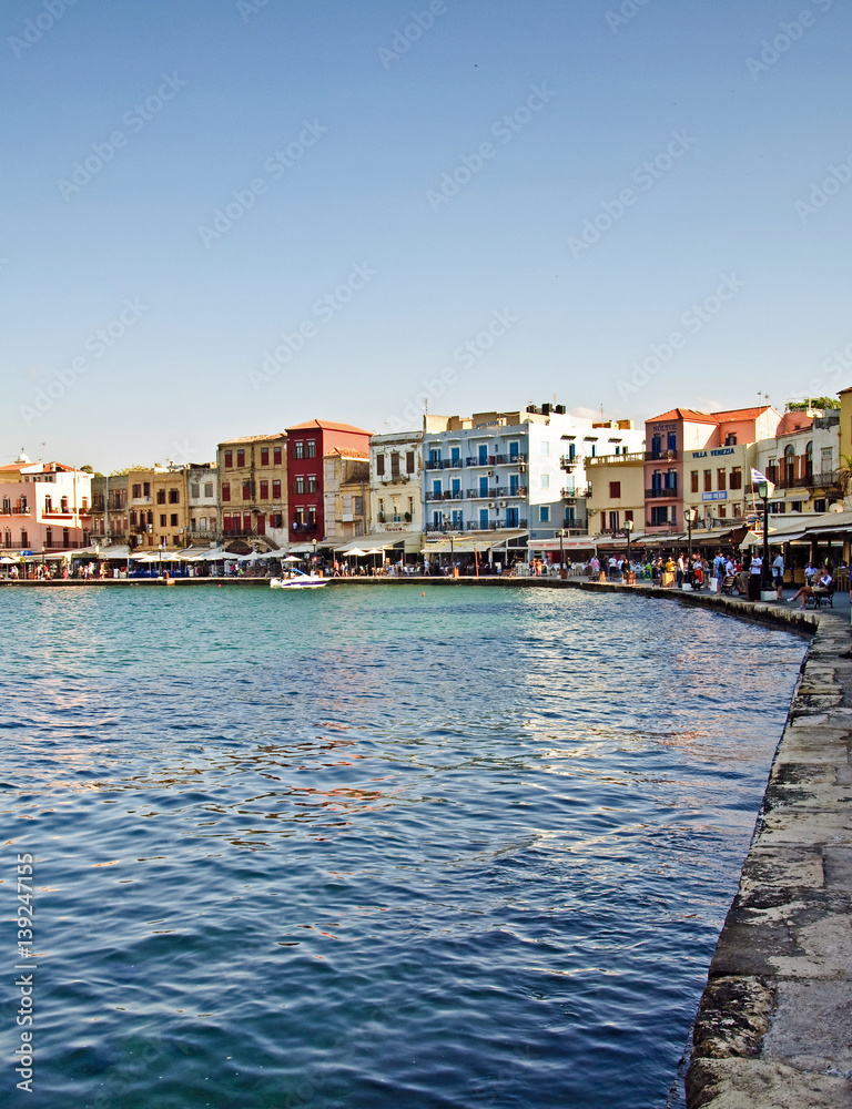 The harbour front at Chania, Crete