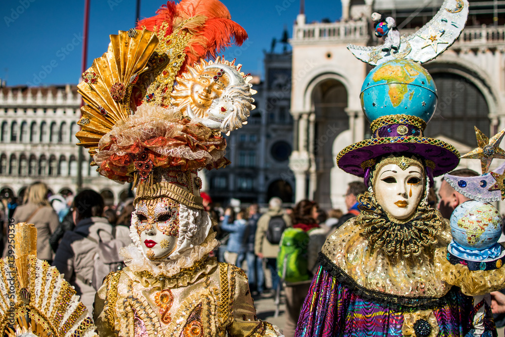 Venetian carnival mask,Venice,Italy,25 February 2017,Traditional carnival in Venice venetian carnival mask