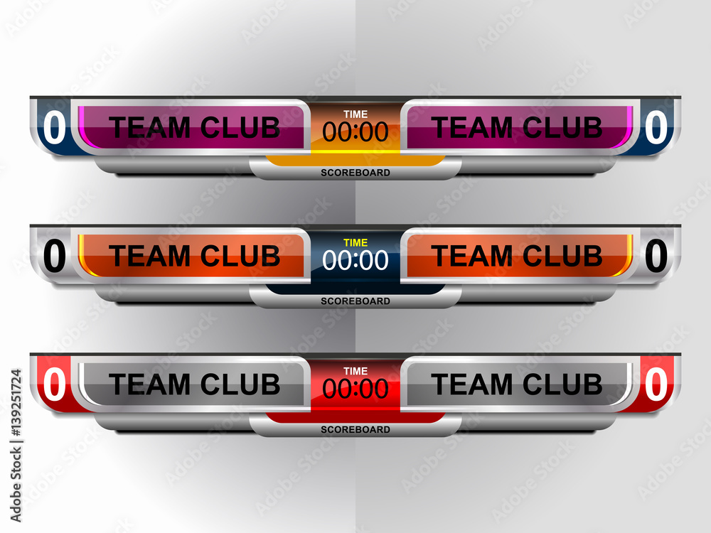 Scoreboard Broadcast Graphic Template for soccer and football, vector illustration Scoreboard Broadcast Graphic Template for soccer and football, vector illustration