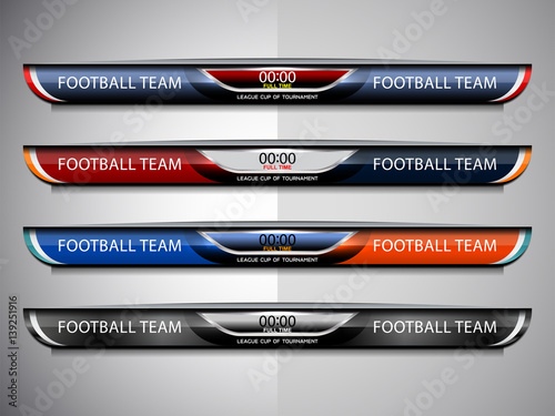Scoreboard Broadcast Graphic Template for soccer and football, vector illustration