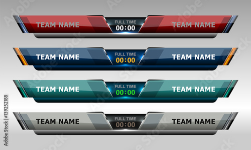 Scoreboard Broadcast Graphic Template for soccer and football, vector illustration