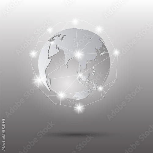 dark gray world internet network on dark gray background
