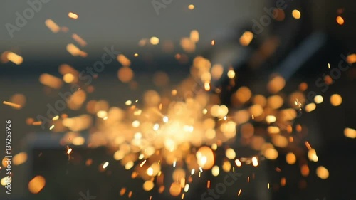 Process Welding with Sparks Fountain at Production Plant photo