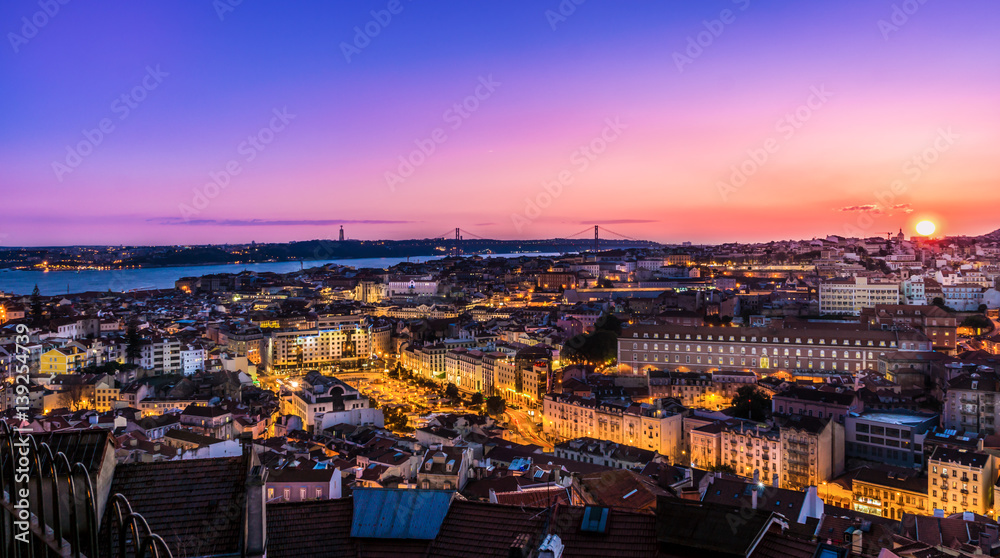 Sunset above the Skyline of Lisbon