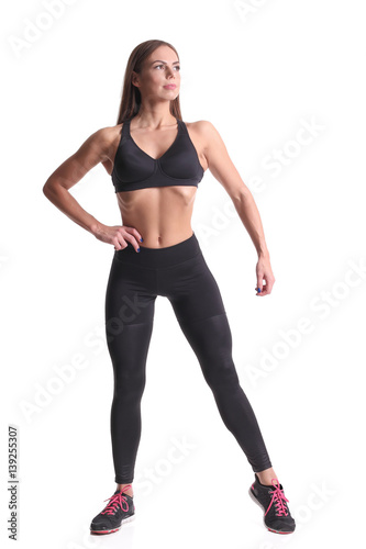 sporty muscular woman working