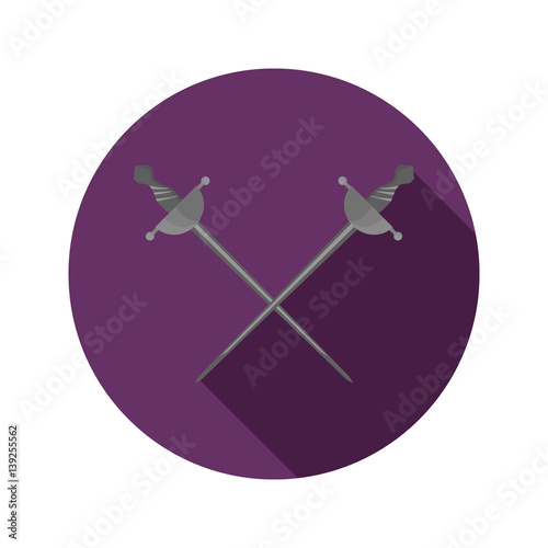 Crossed rapier fencing color flat icon for web and mobile design