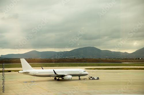 Plane on a runway in the airport