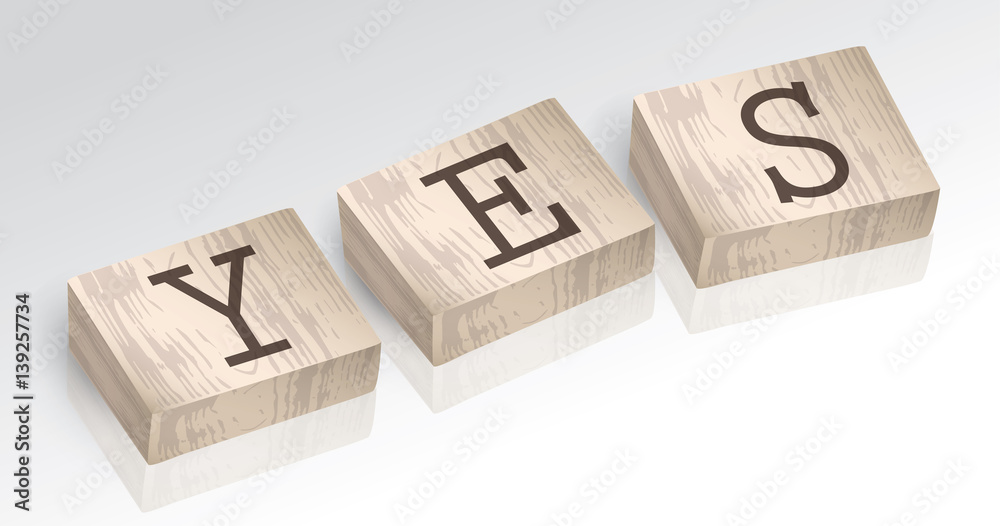 Word YES composed from alphabet blocks vector illustration Word YES composed from alphabet blocks vector illustration