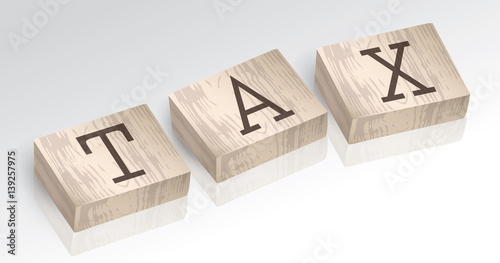 Word TAX composed from alphabet blocks vector illustration
