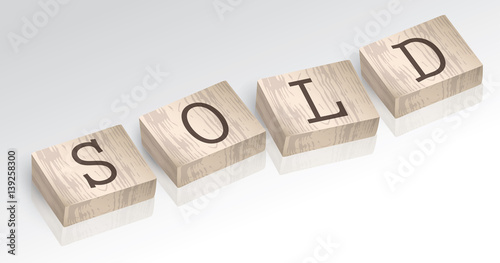 Word SOLD composed from alphabet blocks vector illustration