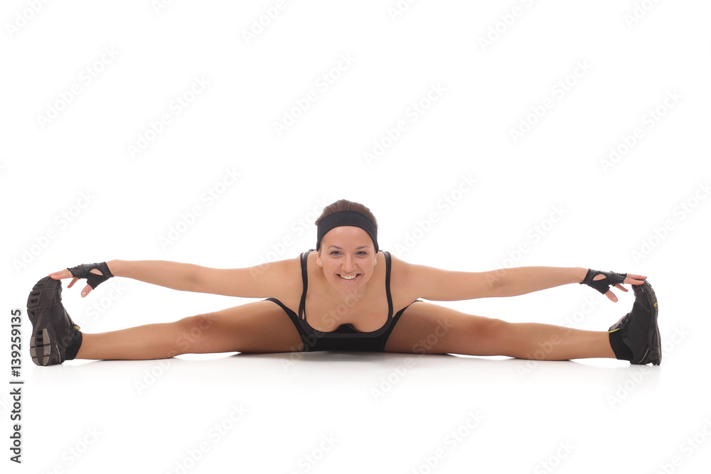 Healthy woman doing stretching