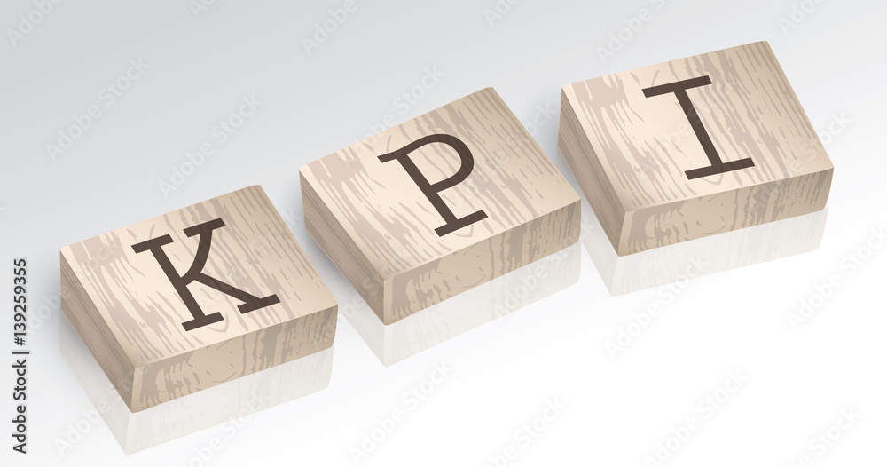 Obraz premium Word KPI composed from alphabet blocks vector illustration