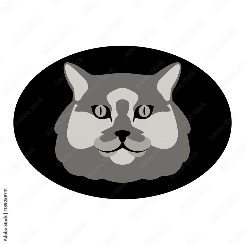cat head vector illustration style Flat cat head vector illustration style Flat