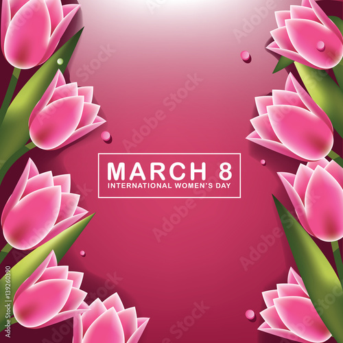 International Womens Day tulips design. In celebration of March 8 holiday. EPS 10 vector.