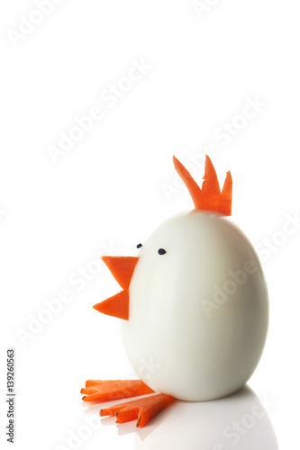 Food art creative concepts. Cute chicken over white background.