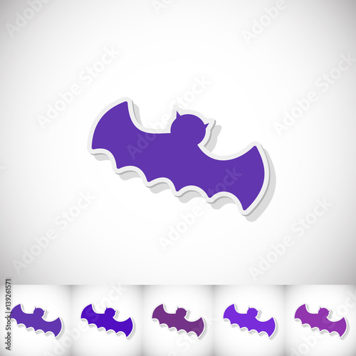 Bat. Flat sticker with shadow on white background