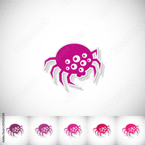 Spider. Flat sticker with shadow on white background