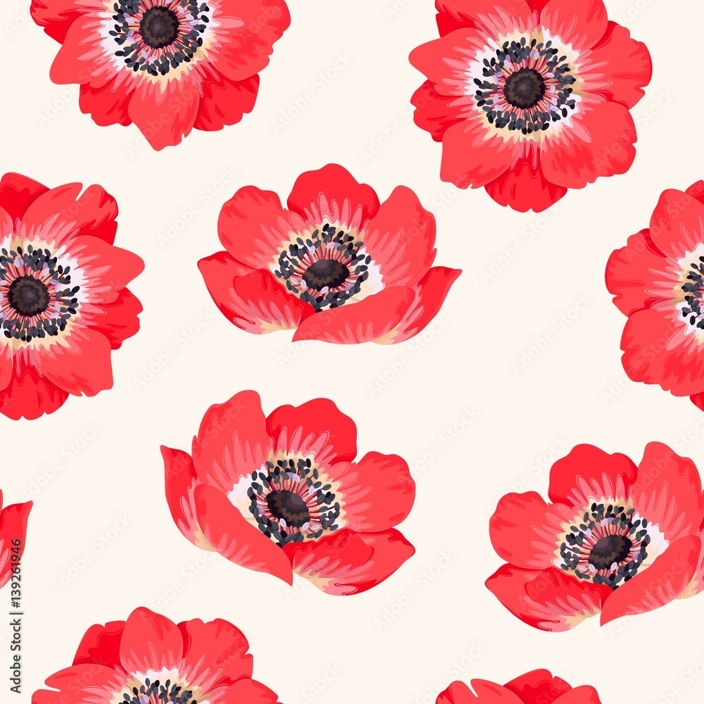 Seamless colorful anemones