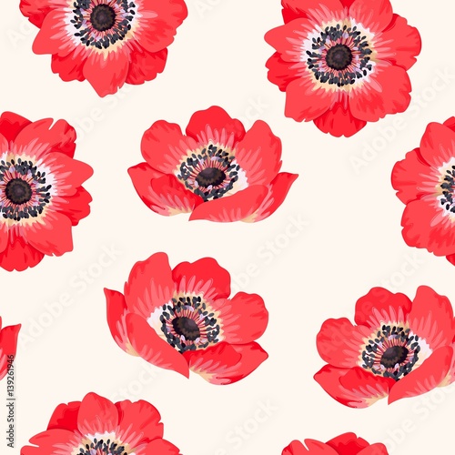 Seamless colorful anemones