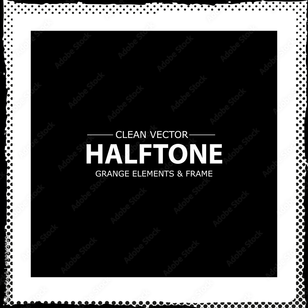 Abstract halftone dots frame. Vector grunge background.