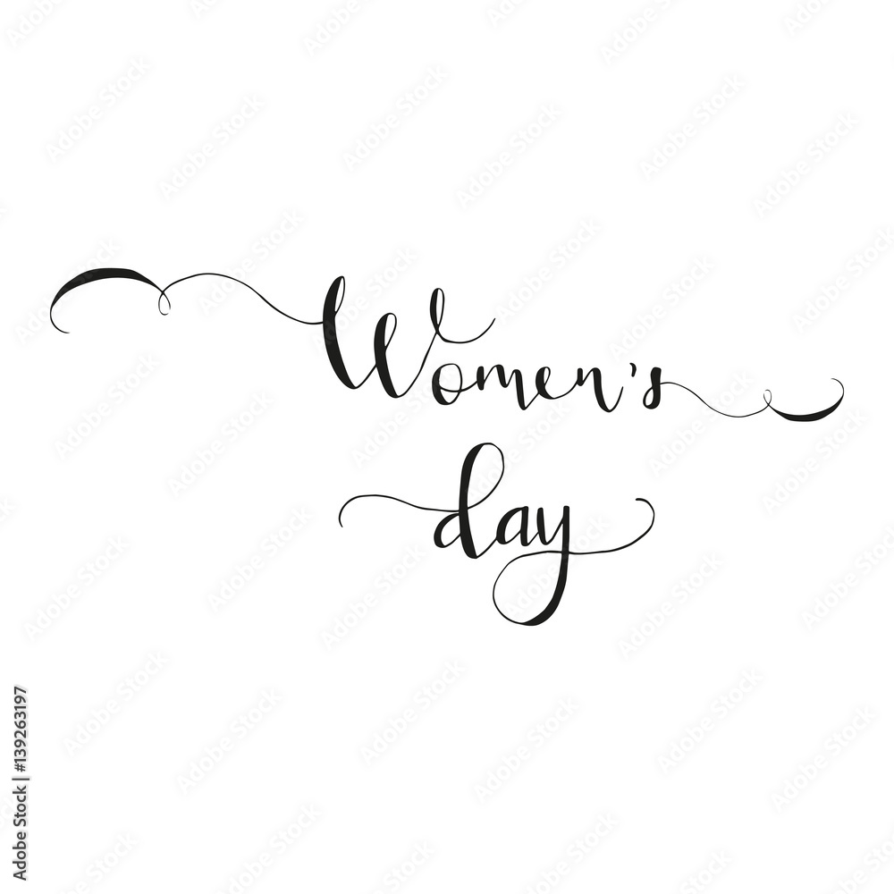 Greeting card - International Happy Women's Day. 8 March holiday background with lettering.