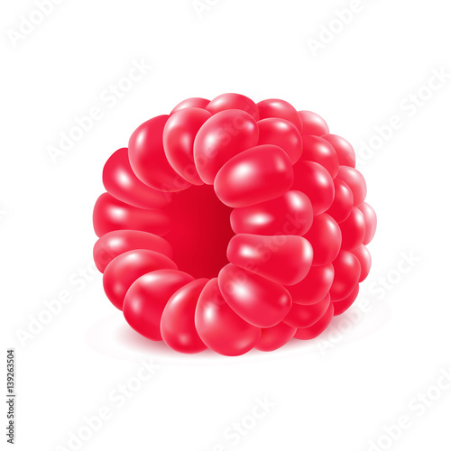Appetizing fresh raspberry isolated on white background. Realistic illustration