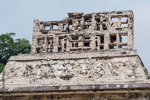 Construction on the roof of зрама of unknown purpose in Palenque, Mexico photo