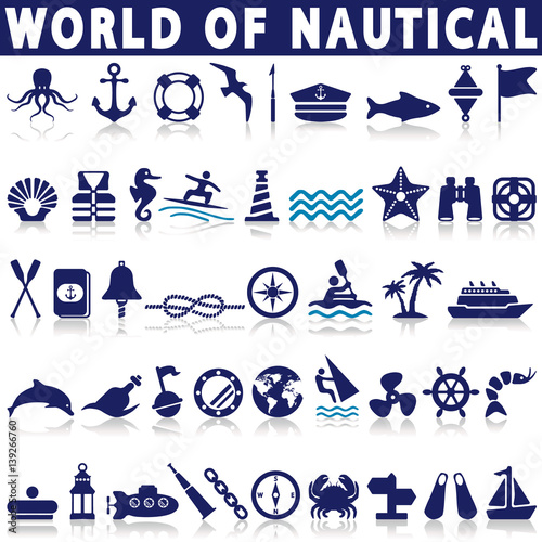 Set of nautical or naval icons photo