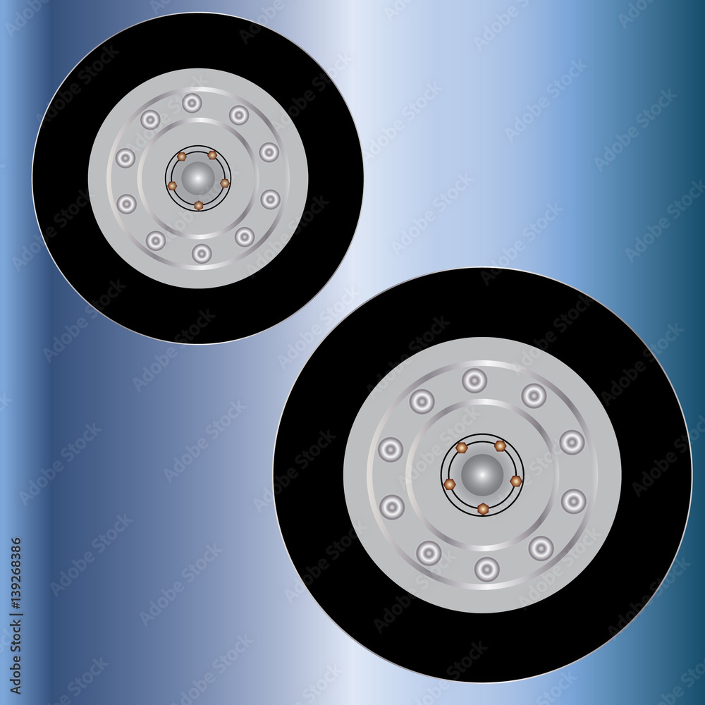 Wheel icon. Flat tire. Flat vector stock illustration. Wheel icon. Flat tire. Flat vector stock illustration.