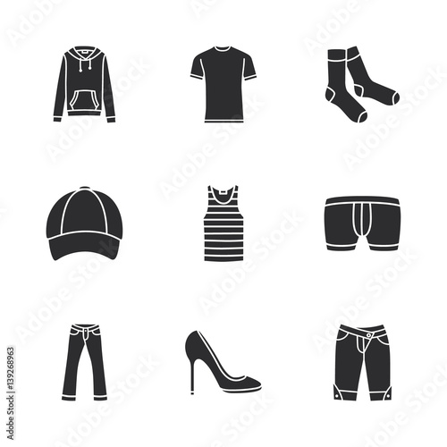 nine modern clothes icons 